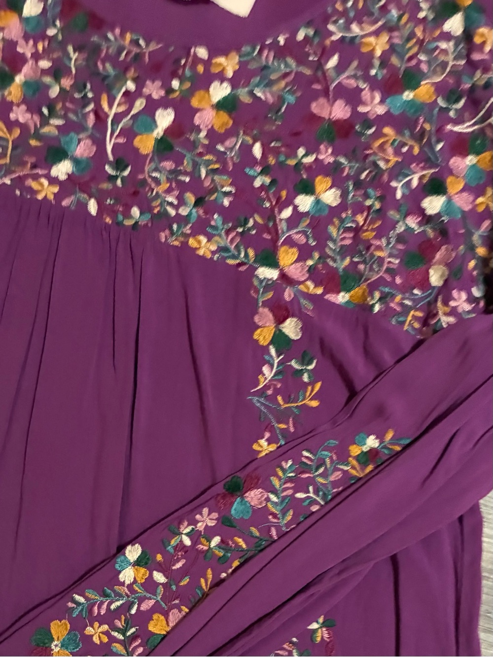 Savanna Jane Purple Floral Embroidered Long Sleeve Blouse